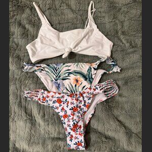 ZAFUL & HOLLISTER White Bikinis (1 top, 2 bottoms) - Size 8/L